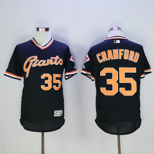 San Francisco Giants #35 Brandon Crawford Giants 35 Black Retro Pullover 2016 Player Version