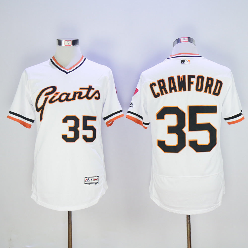 San Francisco Giants #35 Brandon Crawford Giants 35 White Retro 2016 Player Version