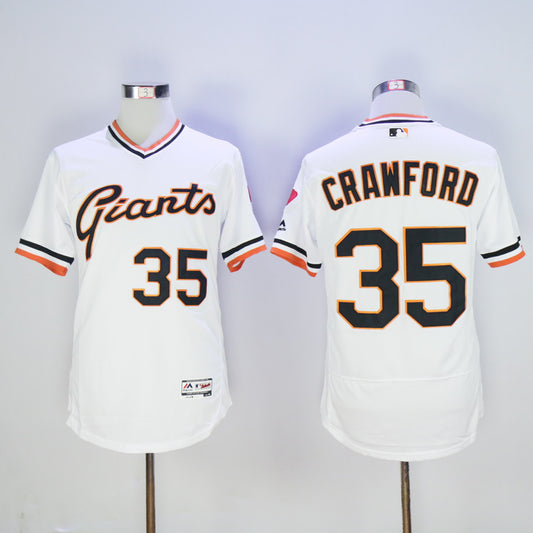 San Francisco Giants #35 Brandon Crawford Giants 35 White Retro 2016 Player Version