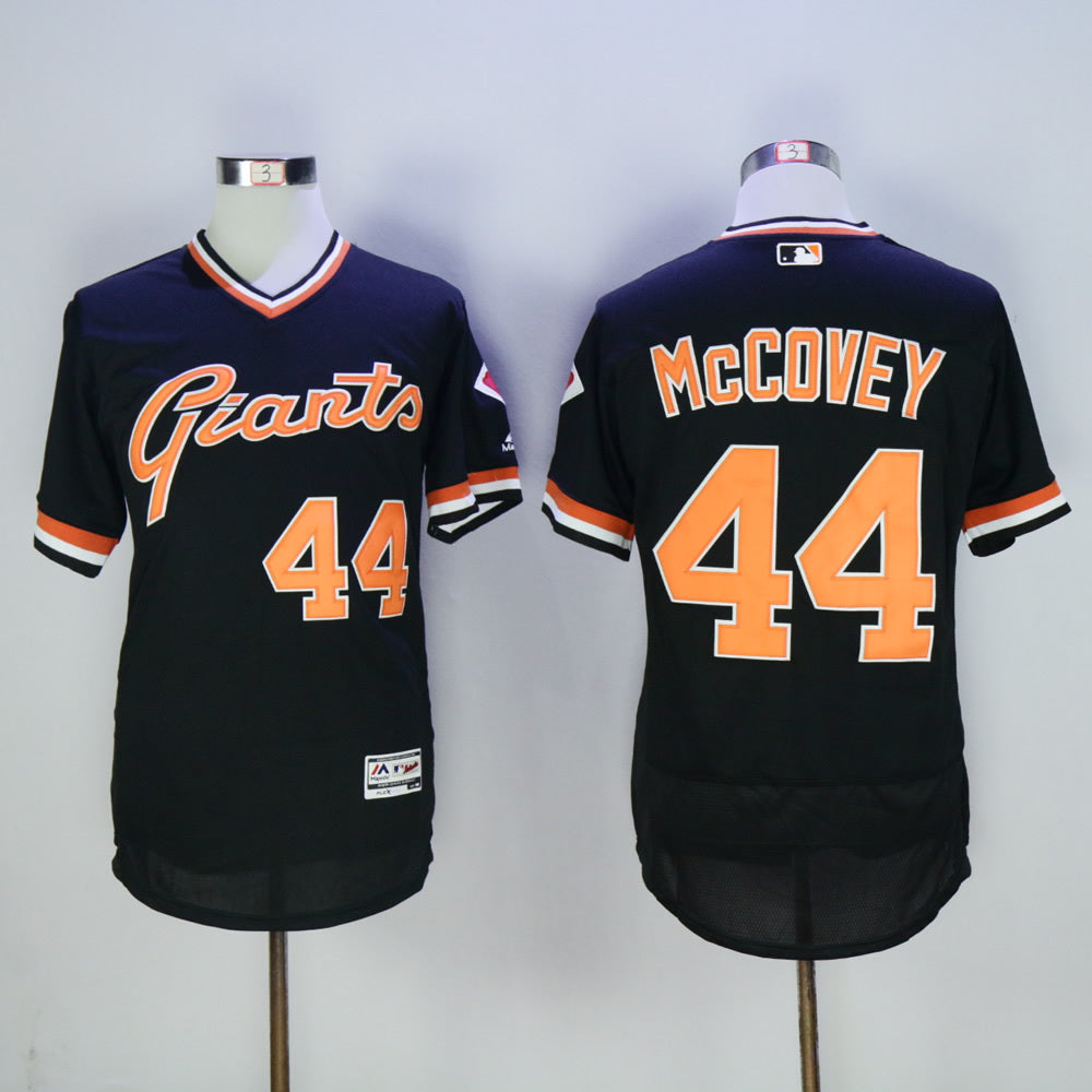San Francisco Giants #44 Willie McCovey Giants 44 Black Retro Pullover 2016 Player Version