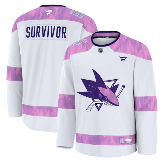 San Jose Sharks Fanatics Hockey Fights Cancer Practice Jersey - White
