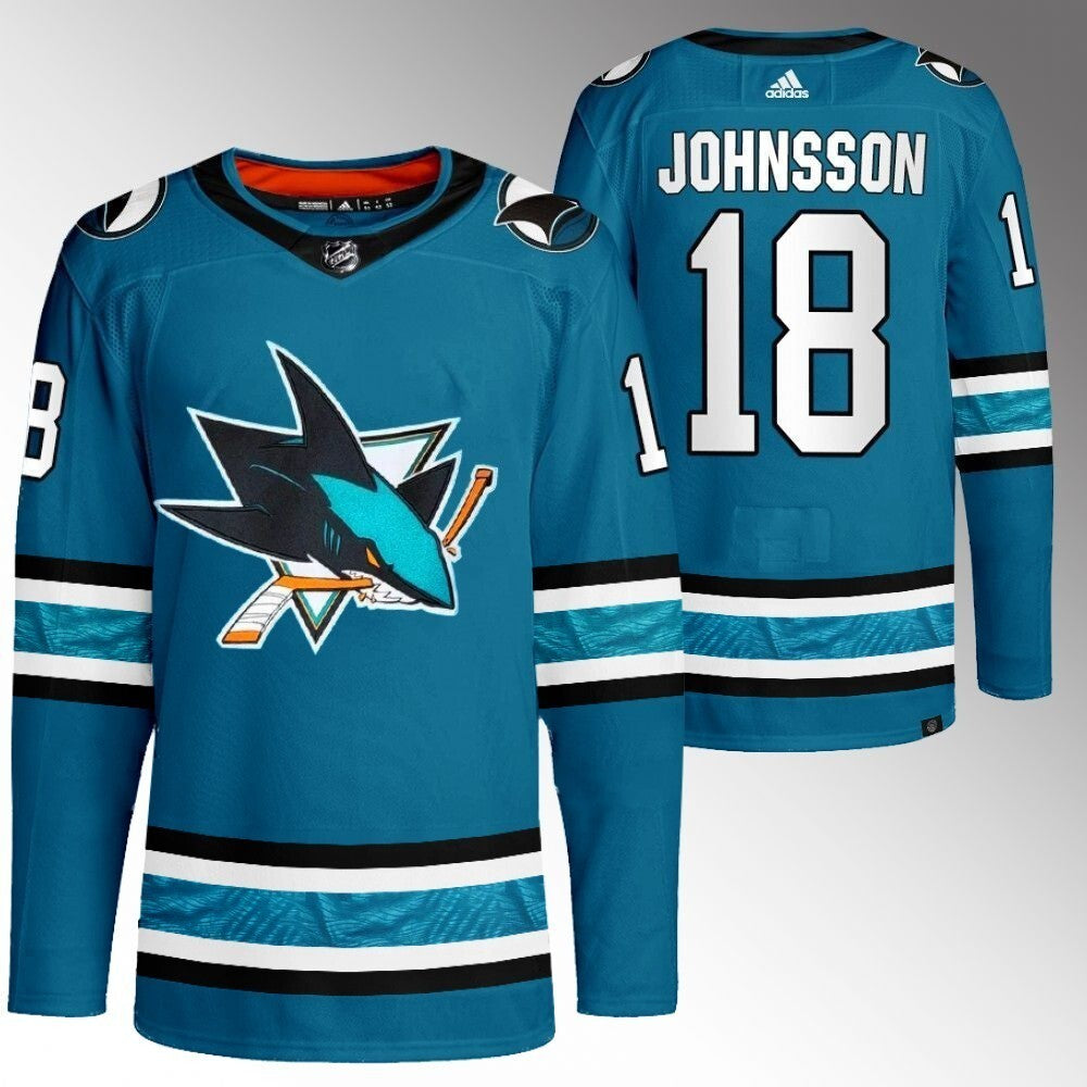 San Jose Sharks #18 Andreas Johnsson Blue Home Jersey