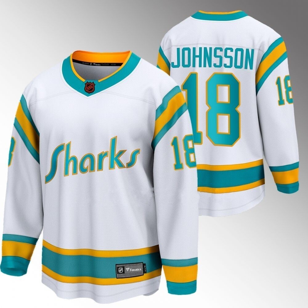 San Jose Sharks #18 Andreas Johnsson White 2022 Special Edition Retro Jersey_conew1