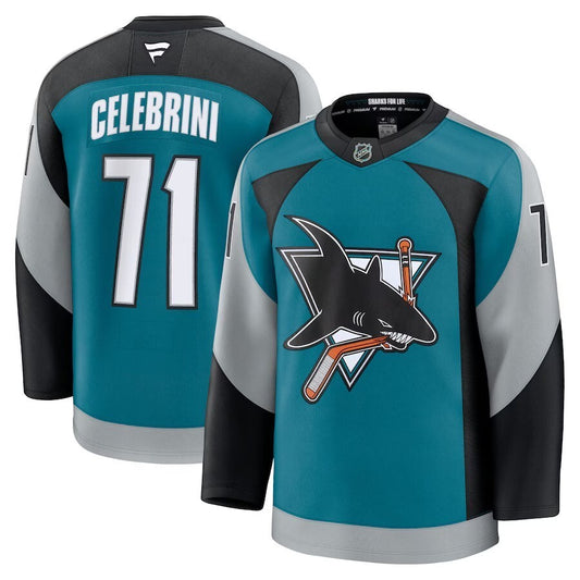 San Jose Sharks #71 Macklin Celebrini Alternate Premium Player Jersey - Teal
