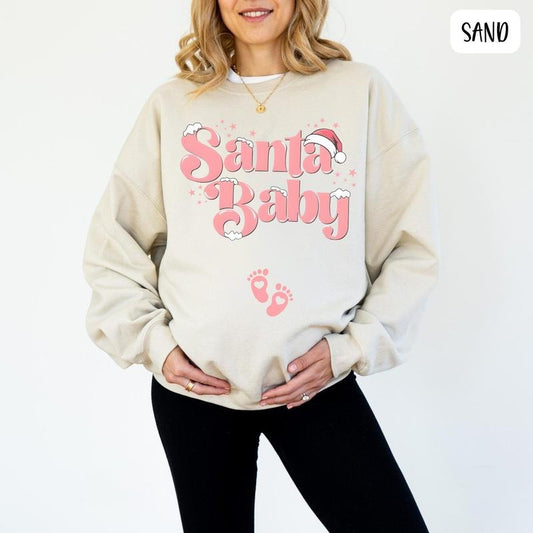 Santa Baby Pink Shirt, Cute Christmas Sweatshirt, Santa Baby Design , Santa Baby Christmas Pregnancy Announcement...