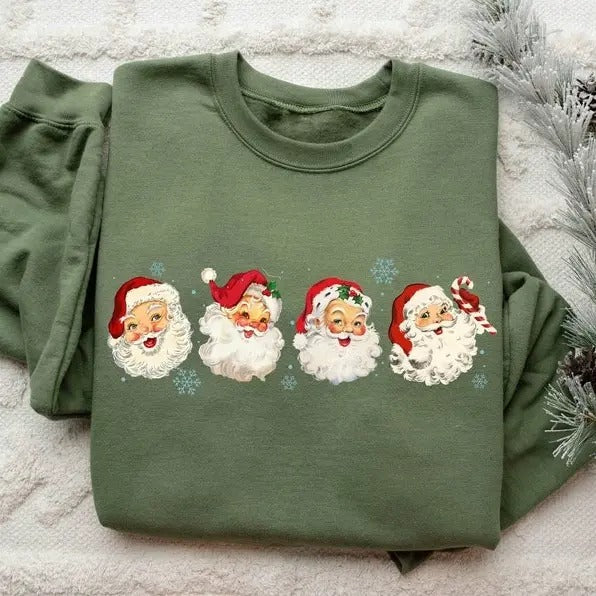 Santa Christmas Sweatshirt, Christmas Santa Sweatshirt, Retro Santa Shirt Gift for Women, Santa Sweatshirt, Women Gift...