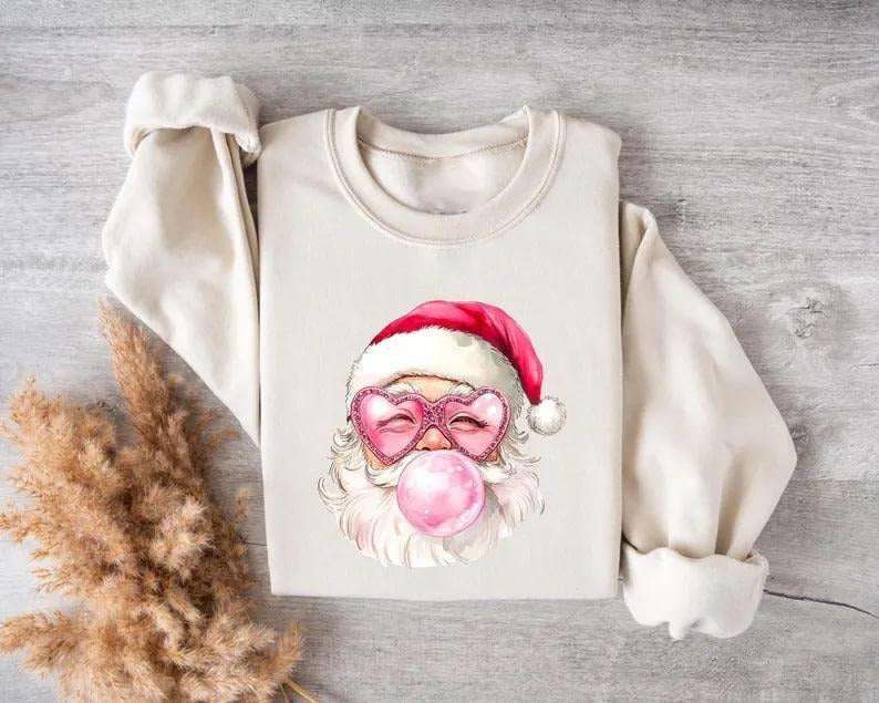 Santa Claus Sweatshirt, Merry Christmas Sweatshirt, Christmas Sweatshirt, Xmas Gift, Cute Winter Sweater, Retro Santa...