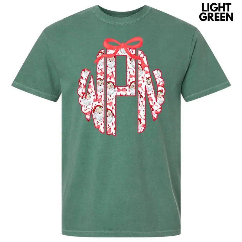 Santa Face Monogram Comfort Colors T-Shirt 'NLB' Hoodie, Sweatshirt | WearSparks.com