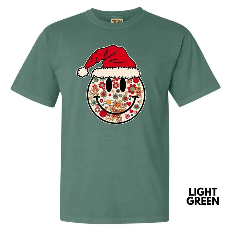 Santa Hat Happy Face Comfort Colors T-Shirt 'NLB' Hoodie, Sweatshirt | WearSparks.com