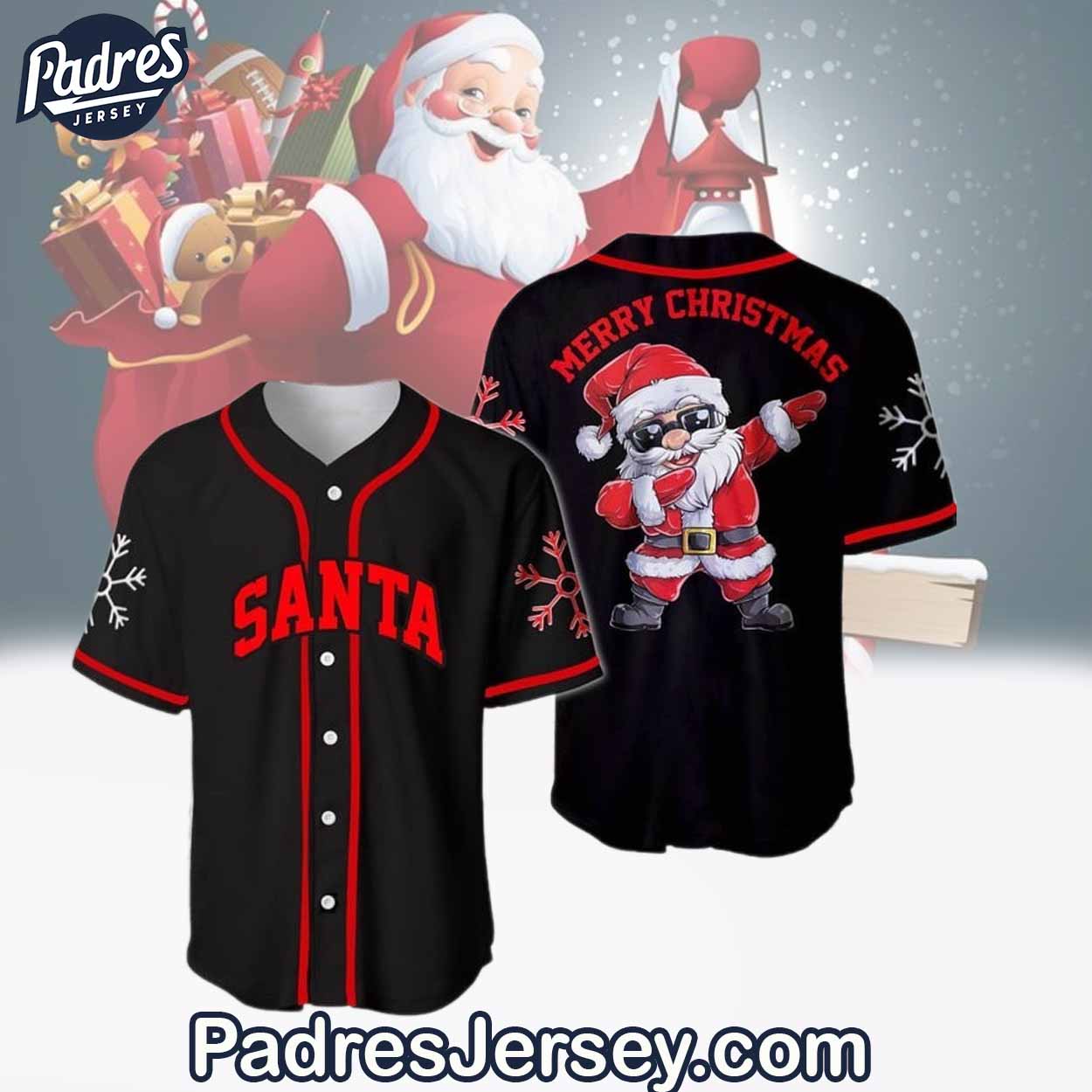 Santa Merry Christmas Baseball Jersey Outfit - Christmas Tree - Padres Jersey Oasis: Elevate Your Baseball Style Game...