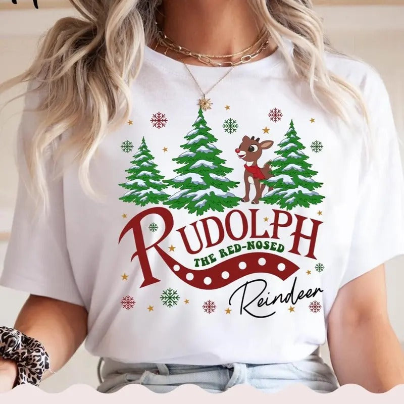 Santa Rudolph Christmas Shirt, Rudolph Red-nosed Reindeer Christmas Sweatshirt, Christmas Movie Shirt, Holiday Family...