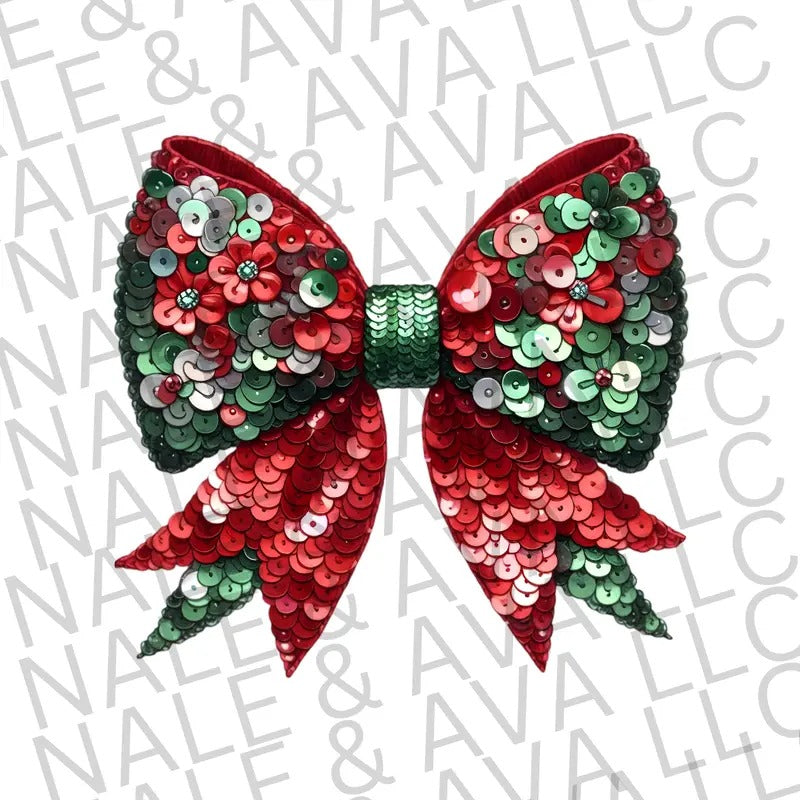 Santa Sequin Bow DTF Transfer ONLY T-Shirts, Hoodie, Sweatshirt | WearSparks.com