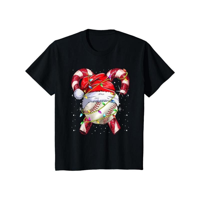 Santa Sports Candy Cane Christmas Baseball Player Men T-Shirt made in usa Hoodie, Sweatshirt | WearSparks.com