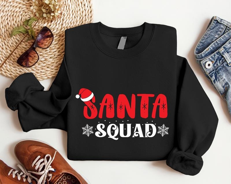 Santa Squad Christmas Sweatshirt, Family Matching Xmas Hoodie, Christmas Group Gift Sweater, Santa Team Outfit, Friend...