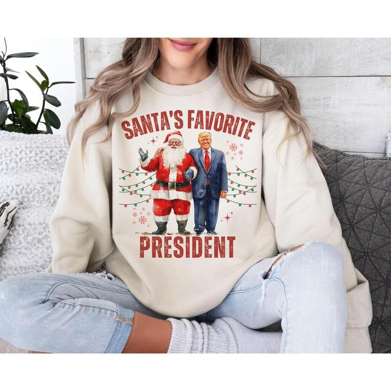 Santa's Favorite President Shirt, Humorous Trump Christmas Shirt Casual Comfort Hoodie, Sweatshirt | WearSparks.com