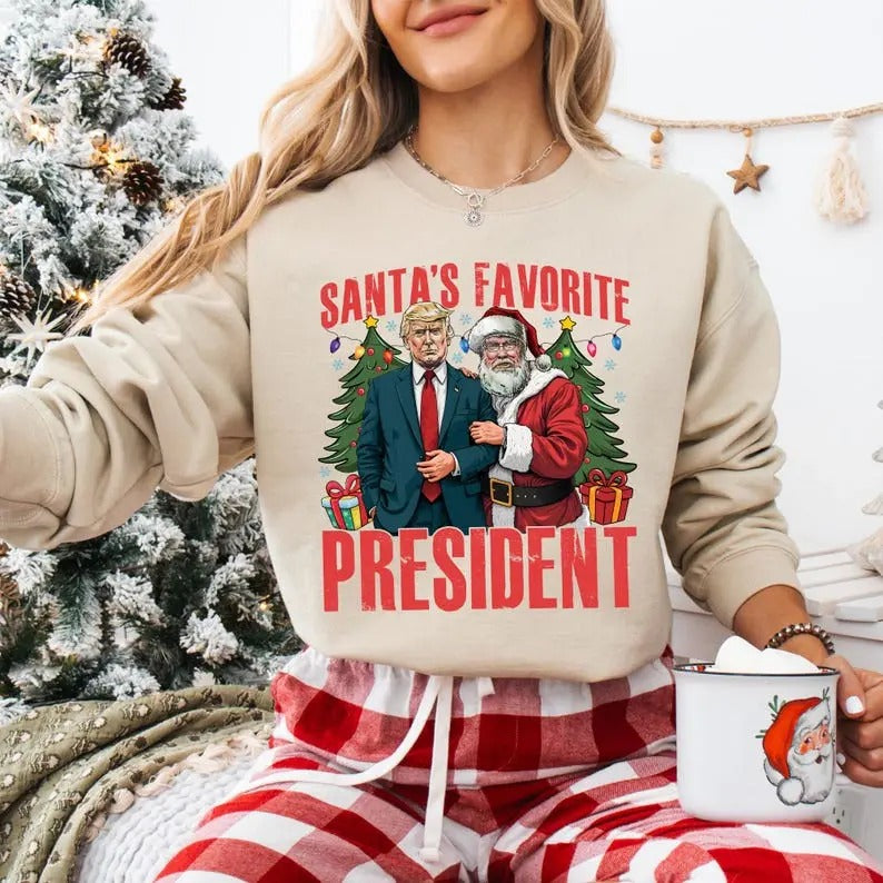 Santa's Favorite President sweatshirt, Santa Trump Christmas sweatshirt, I'll Be Home For Christmas sweatshirt T-Shirts,...