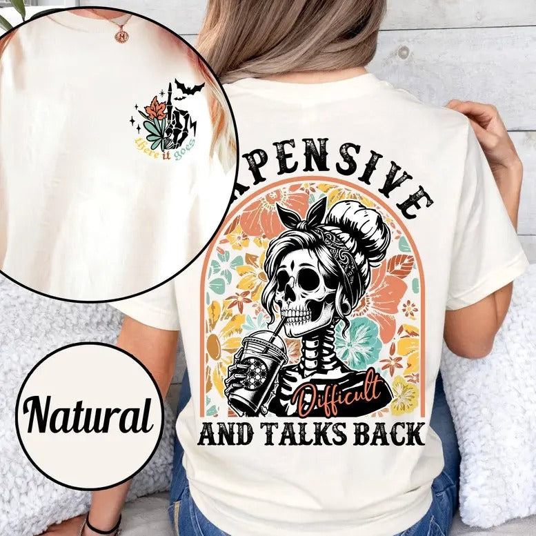 Sarcastic Wife Shirt, Expensive Difficult And Talks Back Shirt, Woman Tshirt, Trendy Back and Front Shirt, Mothers Day...
