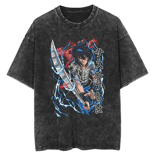 Sasuke Oversized Vintage T-shirt, Graphic Tees, Anime Manga Shirt, Anime Shirt, Anime Lovers Shirt, Graphic Anime Tee,...