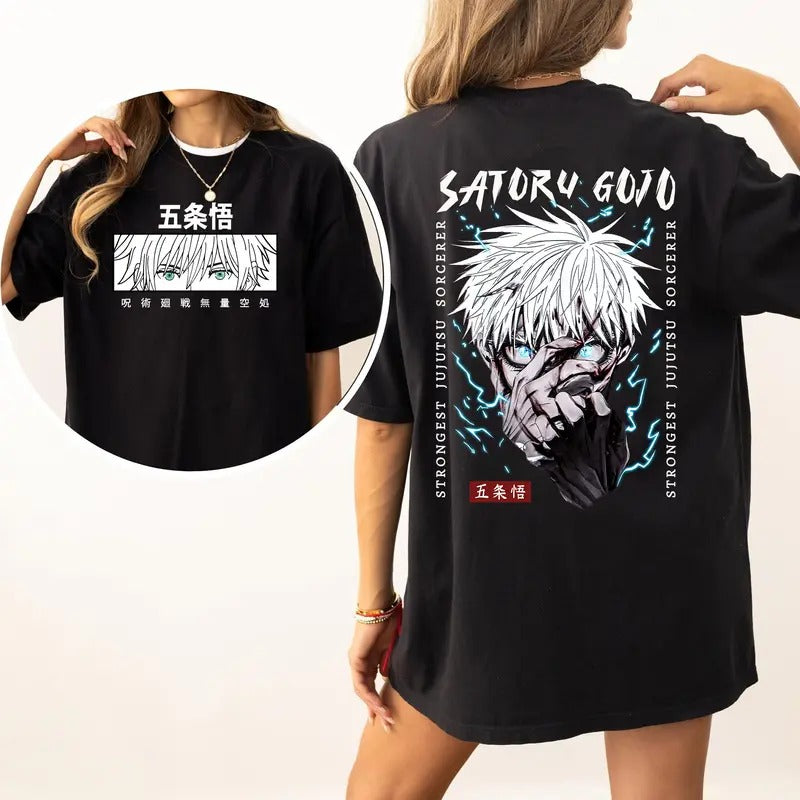 Satoru Gojo JJK Tshirt Crewneck Hoodie , Annime Otaku Shirt Sweatshirt | WearSparks.com