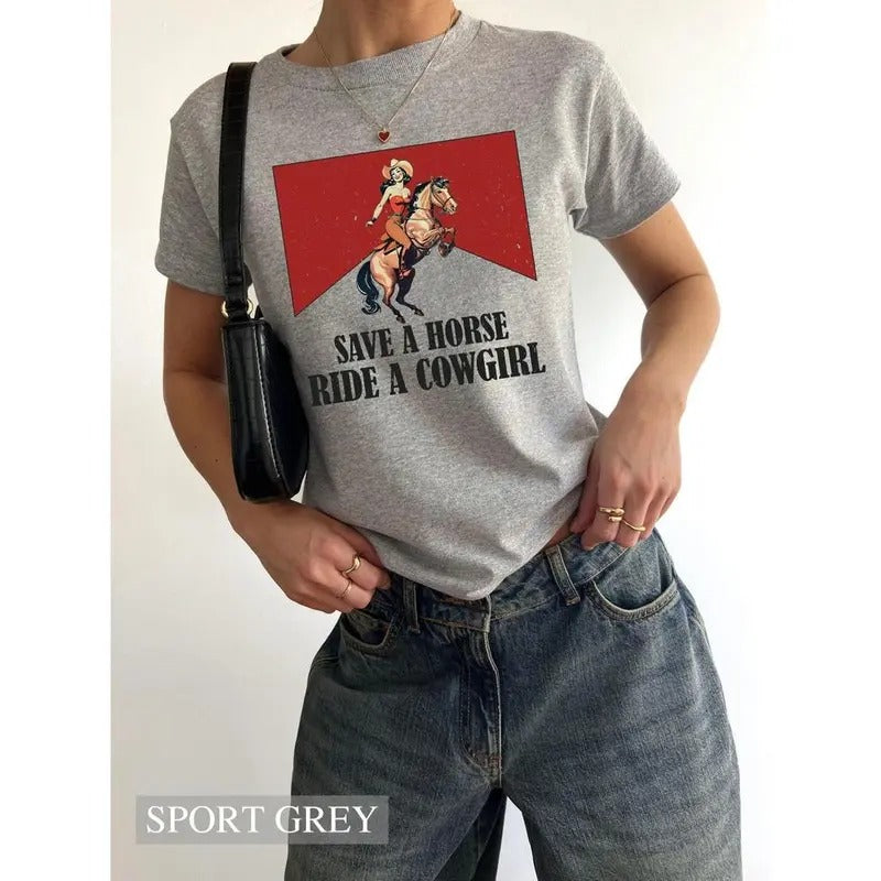 Save A Horse Ride A Cowgirl Shirt, Lesbian Shirt, Subtle Lesbian, LGBT Pride Month, Ally Shirt, Lesbian Cowgirl Gift,...