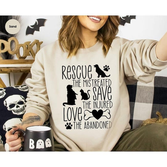 Save Animals Sweatshirt, Animal Rescue Long Sleeve Shirts, Animal Rights Hoodies, Fur Mama Gifts, Funny Pet Hoodie and...
