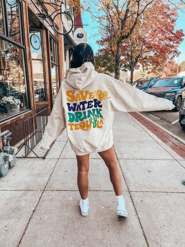 Save Water Drink Tequila Hoodie Tequila Graphic Shirt Drinker Sweatshirt Funny Drinking Tee Drinking Crew Sweater Bestie...