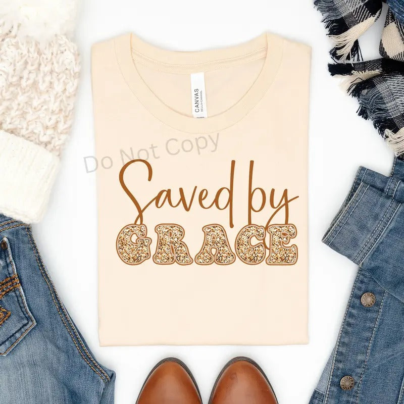 Saved By Grace DTF Transfer ONLY -This is NOT a T Shirt Hoodie, Sweatshirt | WearSparks.com