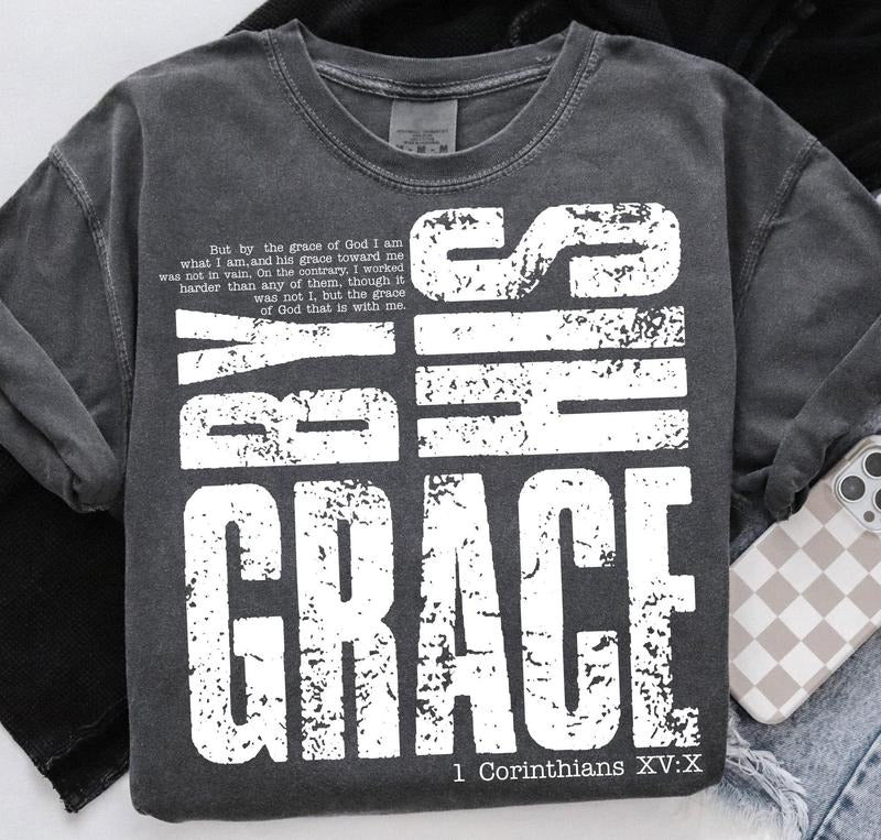Saved By His Amazing Grace tee, Hand Drawn Cross tshirt, Watercolor Cross tee, Religious tshirt, Christian tee, Trendy...