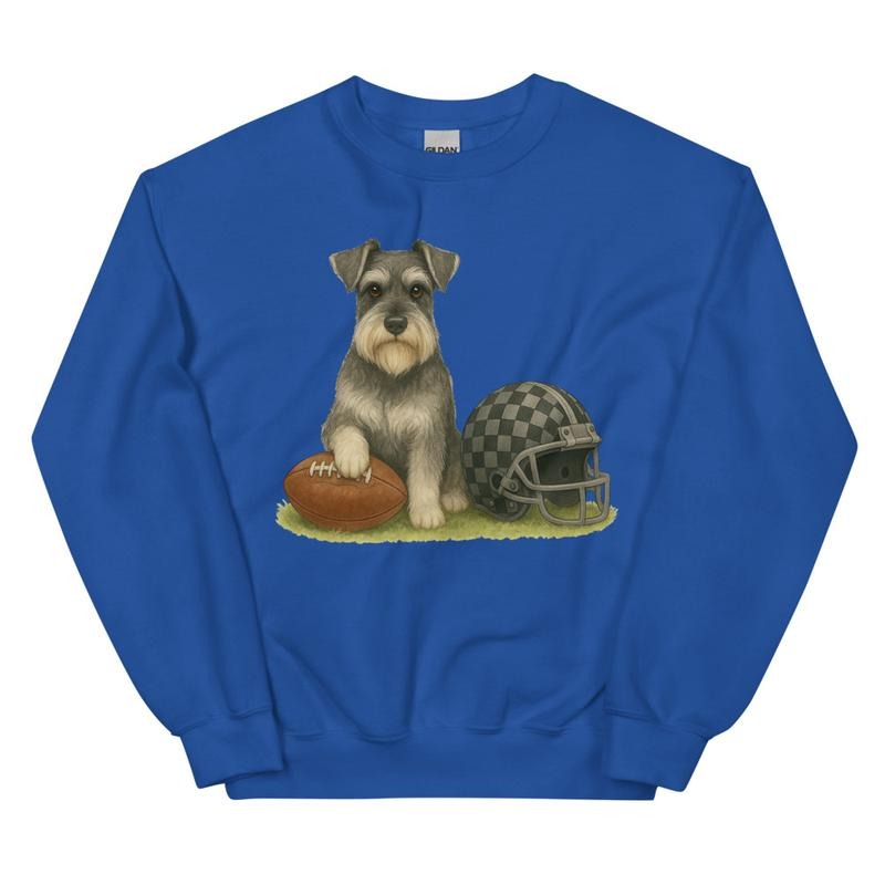 Schnauzer Football Sweatshirt - Unisex Apparel Relaxed Fit Printed In The USA Clothing Womenswear Casual Comfort Cotton...