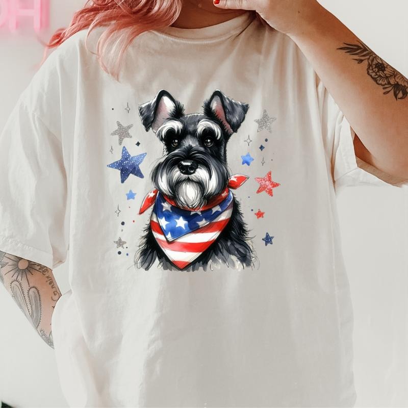 Schnauzer Patriotic Dog Shirt ~ Unisex Apparel Relaxed Fit Printed In The USA Clothing Womenswear Casual Comfort Cotton...