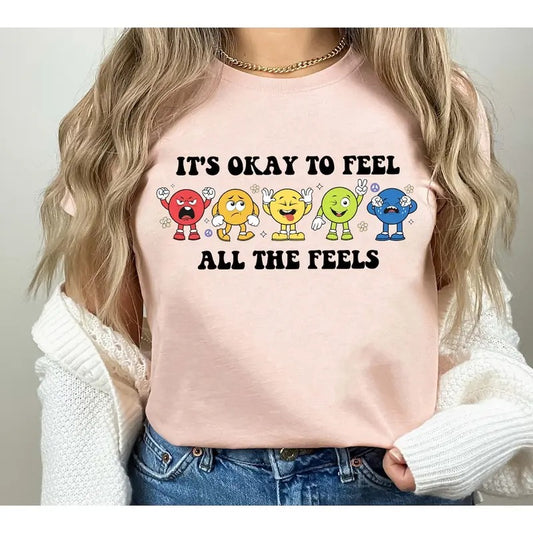 School Counselor Shirt, Its Okay To Feel All The Feels, School Psychologist, Mental Health Shirt, Mental Awareness...