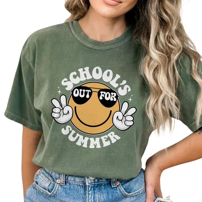 School's Out For Summer Shirt, Funny Teacher Shirt, Teacher Summer Tee, Last Day Of School Shirts For Teachers, Happy...