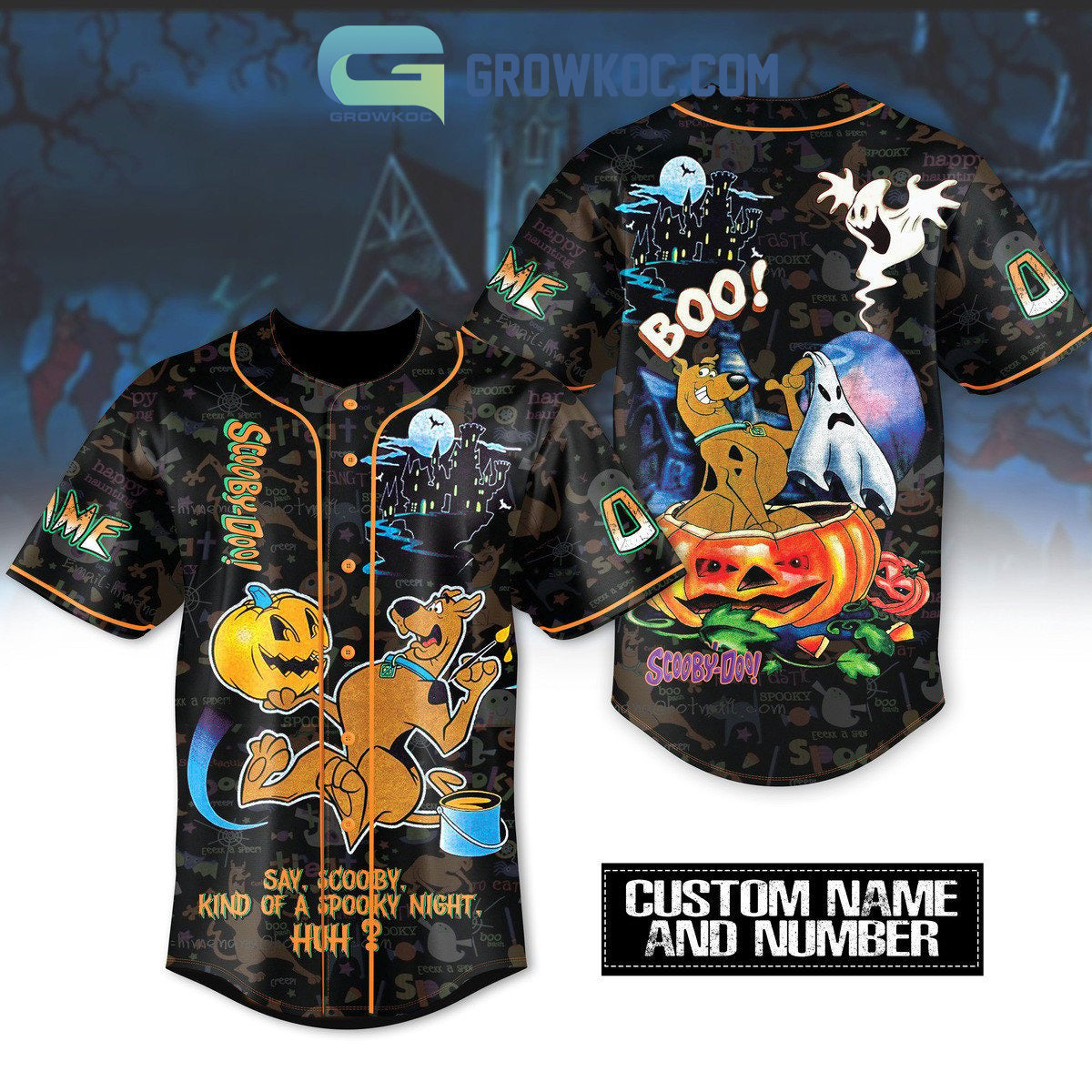 Scooby Doo Say Scooby Kind Of A Spooky Night Halloween Personalized Baseball Jersey
