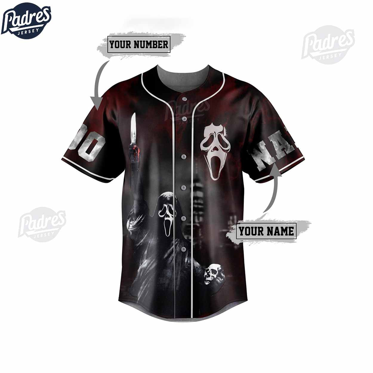 Scream Do You Like Scary Movie Custom Baseball Jersey - Padres Jersey Oasis: Elevate Your Baseball Style Game... (Image 3)