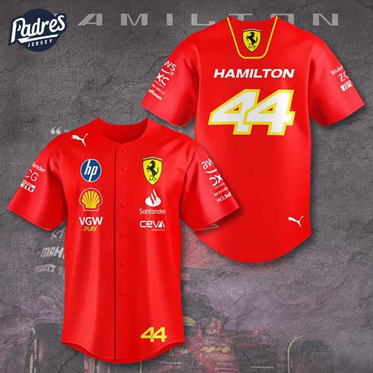 Scuderia Ferrari x Lewis Hamilton Baseball Jersey Outfit - Padres Jersey Oasis: Elevate Your Baseball Style Game...