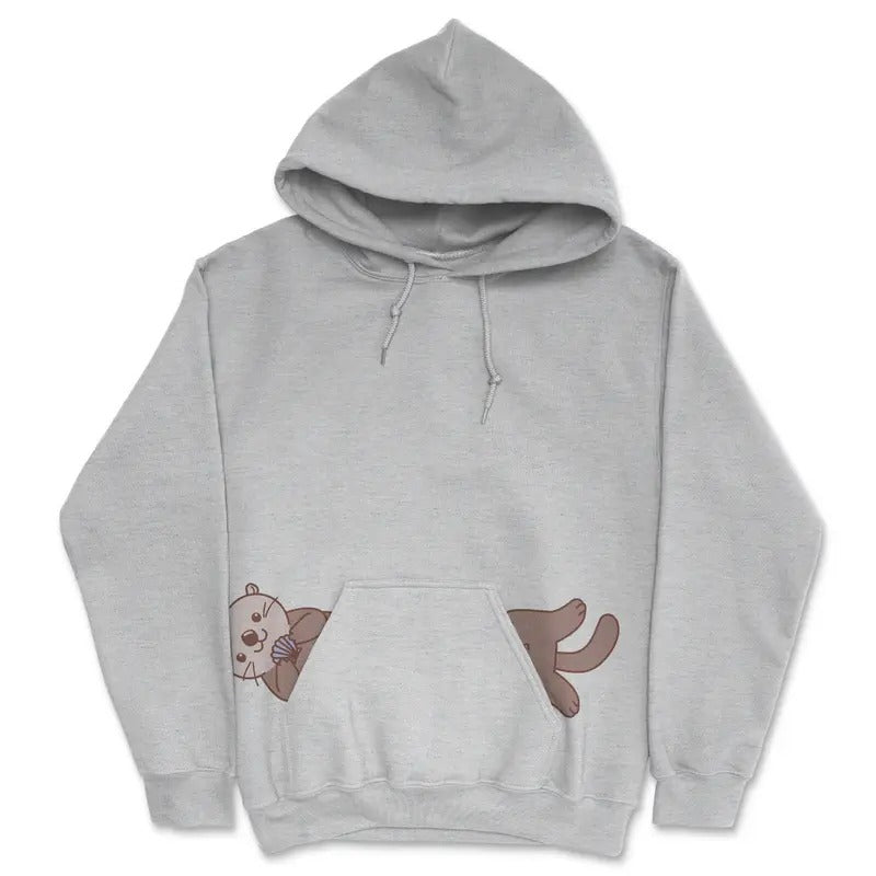 Sea Otter Unisex Hoodie Funny Cute Pocket Graphic Swimming Otter Hooded Sweatshirt Funny Hoodies Funny Animal Pullover...