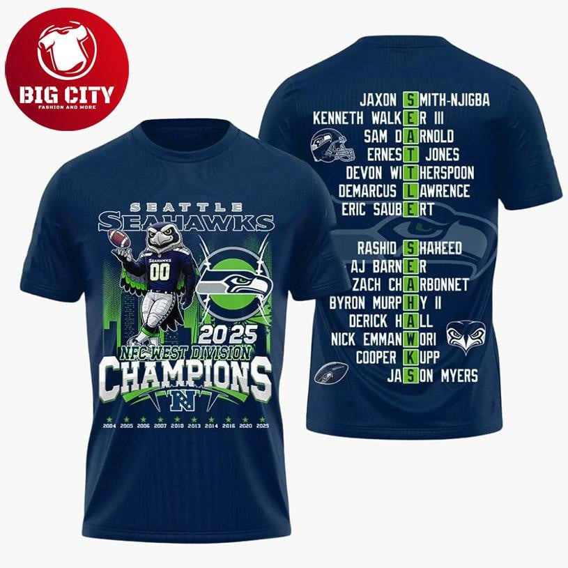 Seahawks 2025 NFC West Division Champions Two Sided Shirt