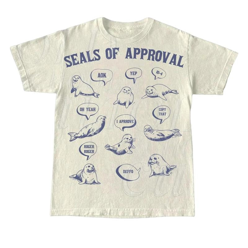 Seals Of Approval Funny Retro T-Shirt, Vintage 90s Seal T-shirt, Funny 90s Shirt, Vintage Minimalistic Unisex Gag Tee,...