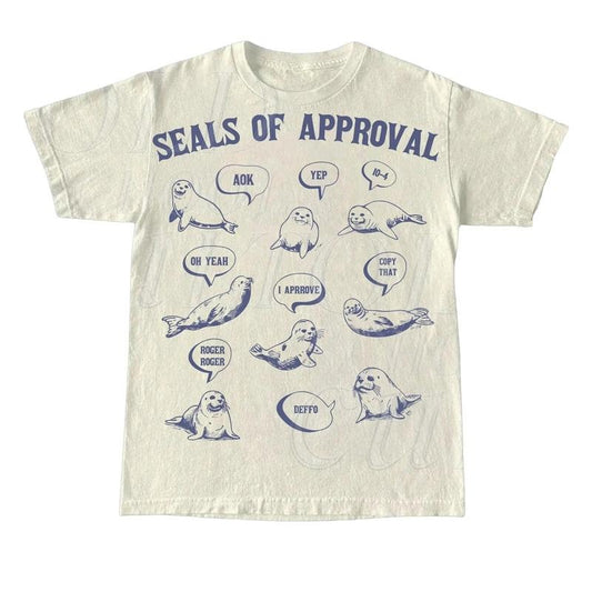 Seals Of Approval Funny Retro T-Shirt, Vintage 90s Seal T-shirt, Funny 90s Shirt, Vintage Minimalistic Unisex Gag Tee,...