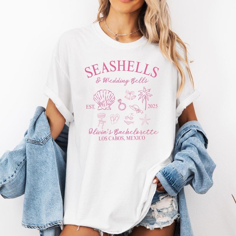 Seashells And Wedding Bells Shirt Custom Beach Bachelorette Shirt Social Club Shirt Girls Trip Shirt Last Toast On The...