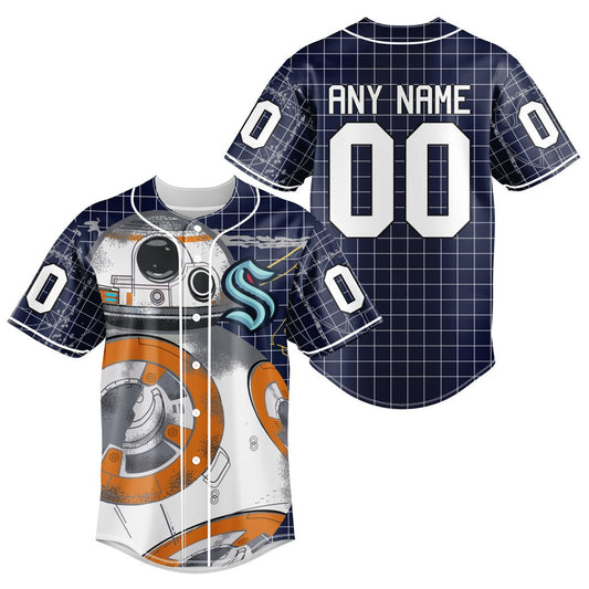 BEST Seattle Kraken Bb 8 D Star War Custom Baseball Jersey