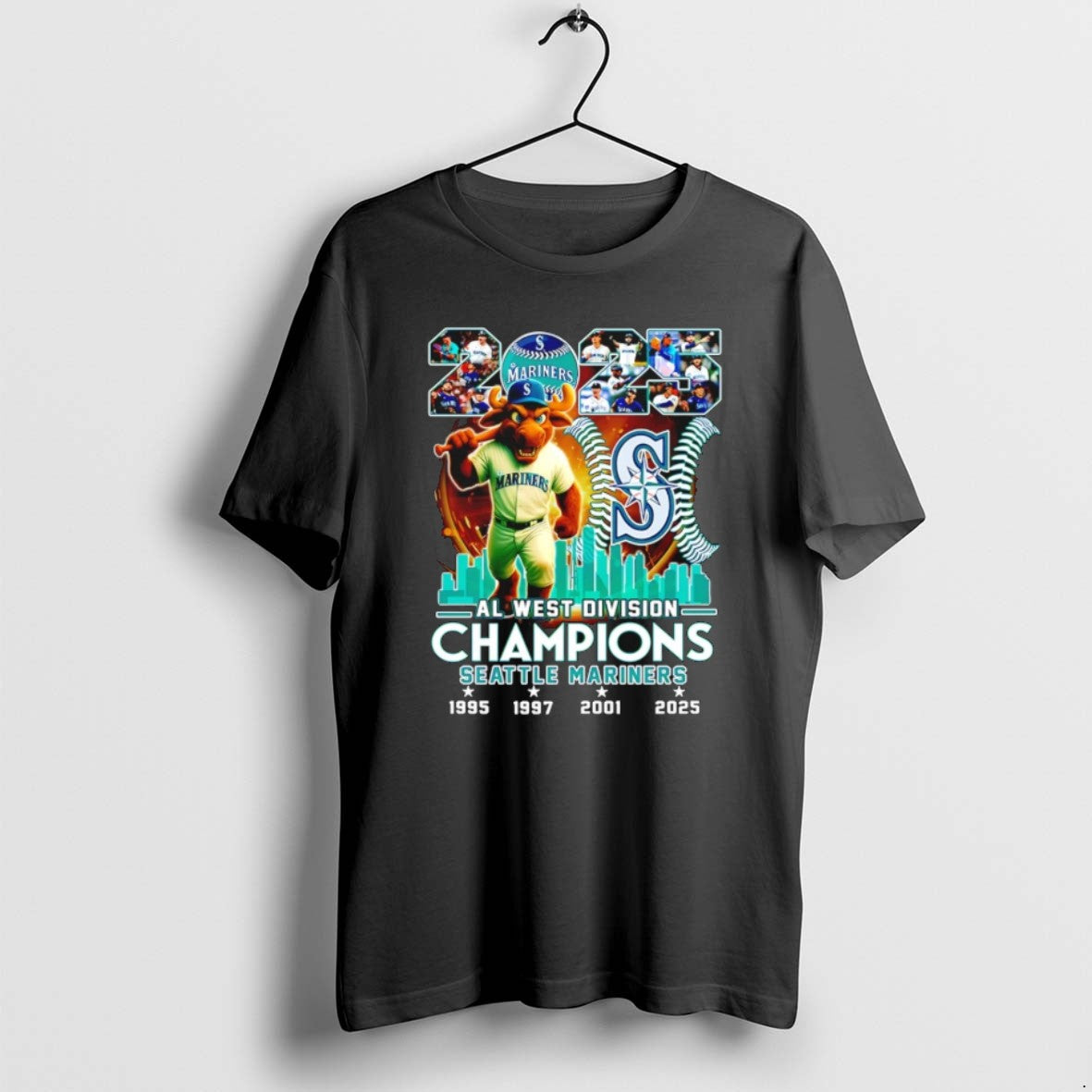 Seattle Mariners 2025 Al West Division Champions Mascot T Shirts