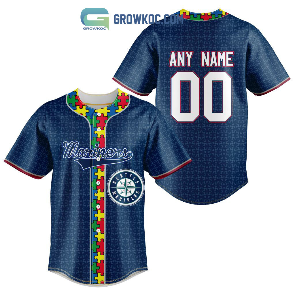 Seattle Mariners MLB Fearless Against Autism Personalized Baseball Jersey