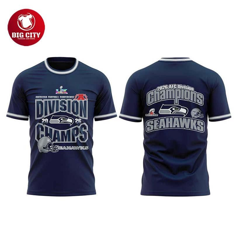 Seattle Seawhawks 2026 AFC Division Champions Locker Room Two Sided Shirt