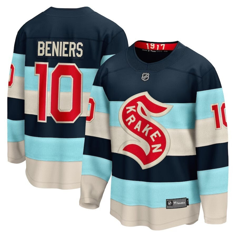 Seattle Kraken #10 Matty Beniers Branded 2024 NHL Winter Classic Breakaway Player Jersey - Deep Sea Blue