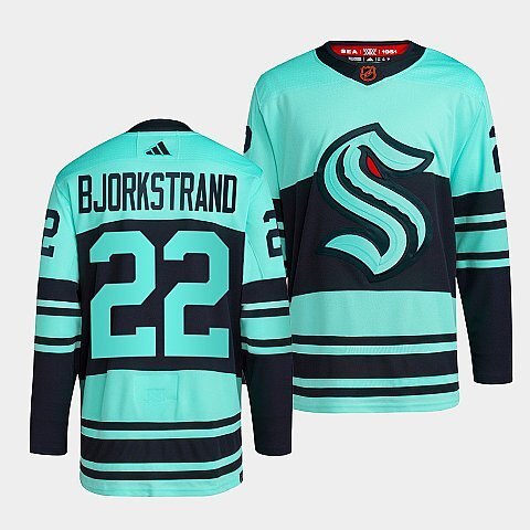 Seattle Kraken #22 oliver-bjorkstrand-ice-blue-2022reverse-retro-2.0-authentic-primegreen-jersey