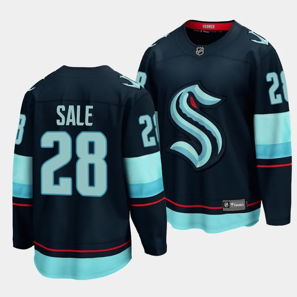 Seattle Kraken #28 Eduard Sale Home Blue Jersey 2023 NHL Draft