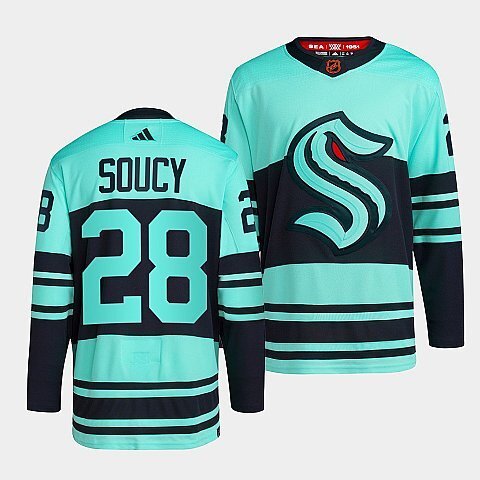 Seattle Kraken #28 carson-soucy-ice-blue-2022reverse-retro-2.0-authentic-primegreen-jersey