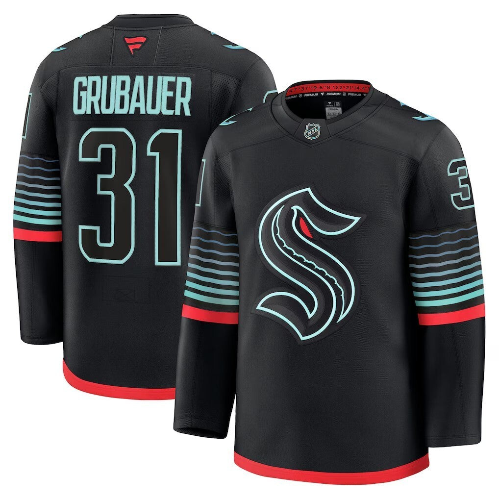 Seattle Kraken #31 Philipp Grubauer Alternate Premium Player Jersey - Black
