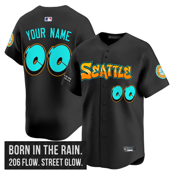 Seattle Mariners Active Player Custom Black 2025 'Graffiti Emerald Drop Edition'